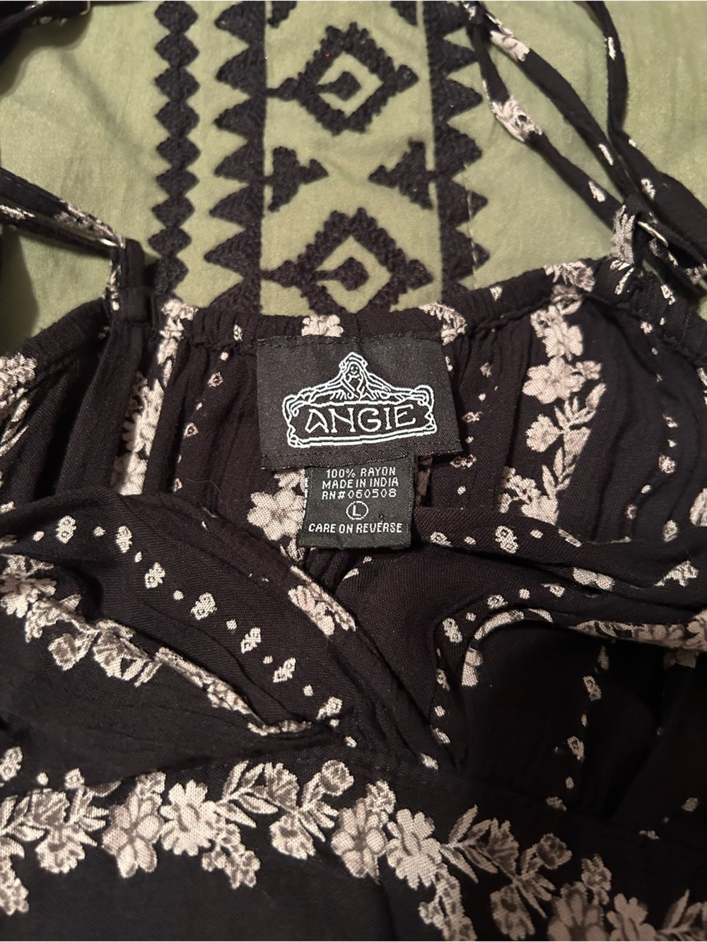 Angie Black Floral Stripe Maxi Dress - Classic Women's Summer Dress - Picture 3 of 3